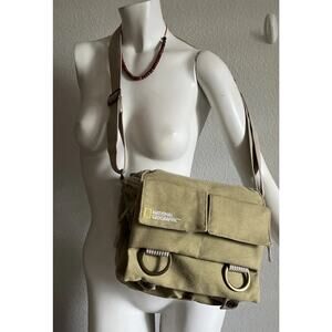 National Geographic Compact Camera Canvas Safari Khaki Messenger Bag NG 2345